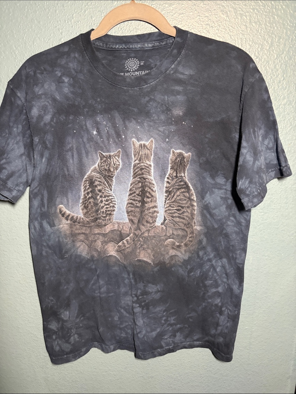 The Mountain Black Tie-Dye Three Tabby Cats Tee by The Mountain